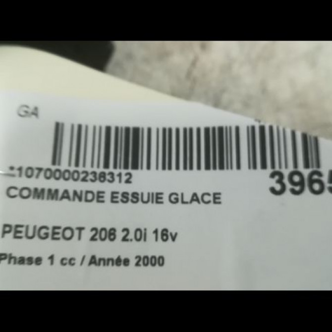 Commande essuie glace occasion PEUGEOT 206 Phase 1 09-1998->03-2009 2.0i 16v 3
