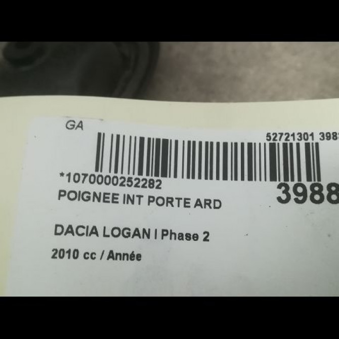 Poignee int porte ard occasion DACIA LOGAN I Phase 2 07-2008->12-2012 1.5 DCI 70ch 7700353283 3