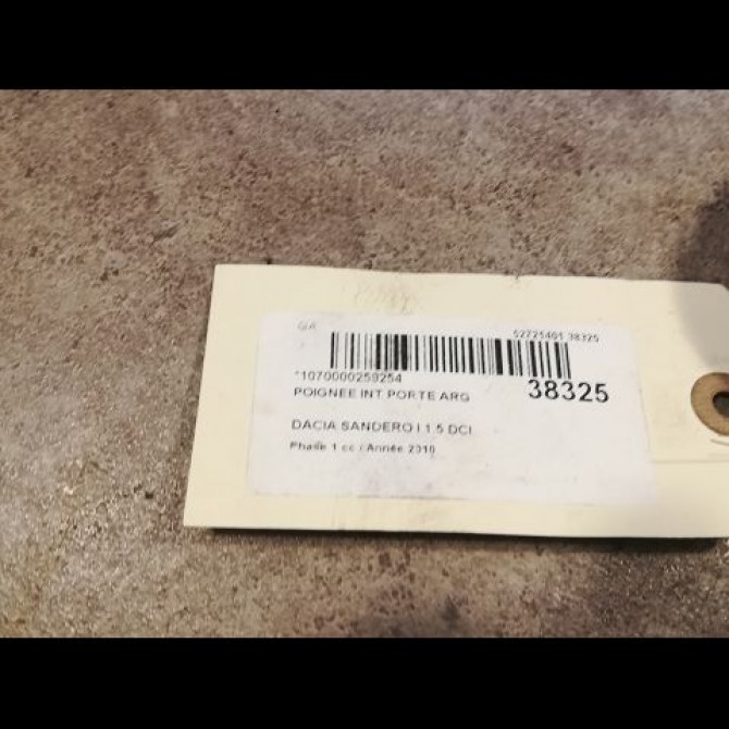 Poignee int porte arg occasion DACIA SANDERO I Phase 1 06-2008->10-2012 1.5 DCI 70ch 8200733848 2