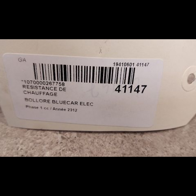 Resistance de chauffage occasion BOLLORE BLUECAR Phase 1 01-2011->... ELEC 3