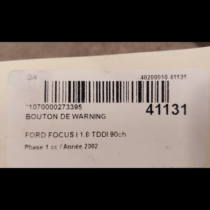 Bouton de warning occasion FORD FOCUS I Phase 1 10-1998->09-2004 1.8 TDDI 90ch 1140002 2