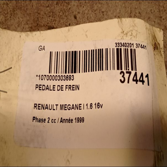 Pedale de frein occasion RENAULT MEGANE I Phase 2 03-1999->06-2003 1.6 16v 7700431118 2
