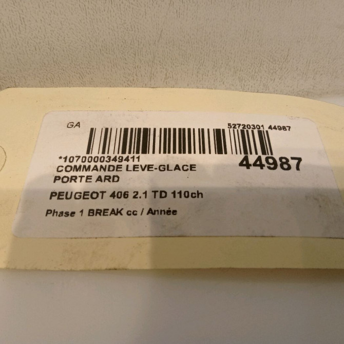 Commande leve-glace porte arrière droite occasion PEUGEOT 406 Phase 1 04-1995->04-1999 2.1 TD 110ch 6552KT 4