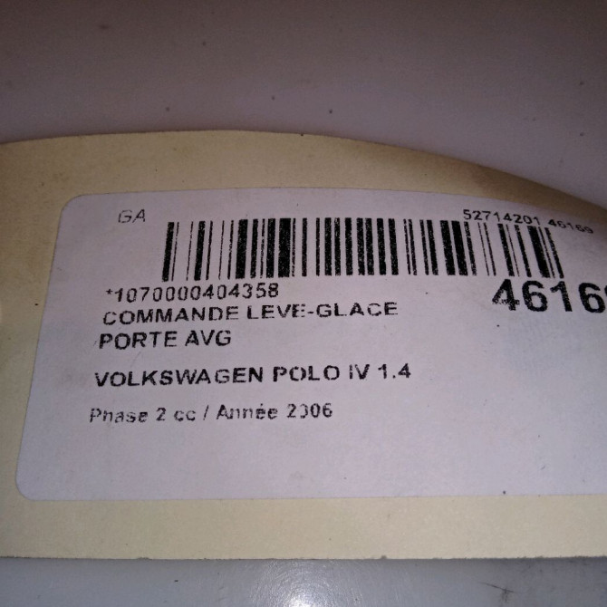 Commande lève-glace porte avant gauche occasion VOLKSWAGEN POLO IV Phase 2 05-2005->09-2009 1.4 TDI 70ch 4