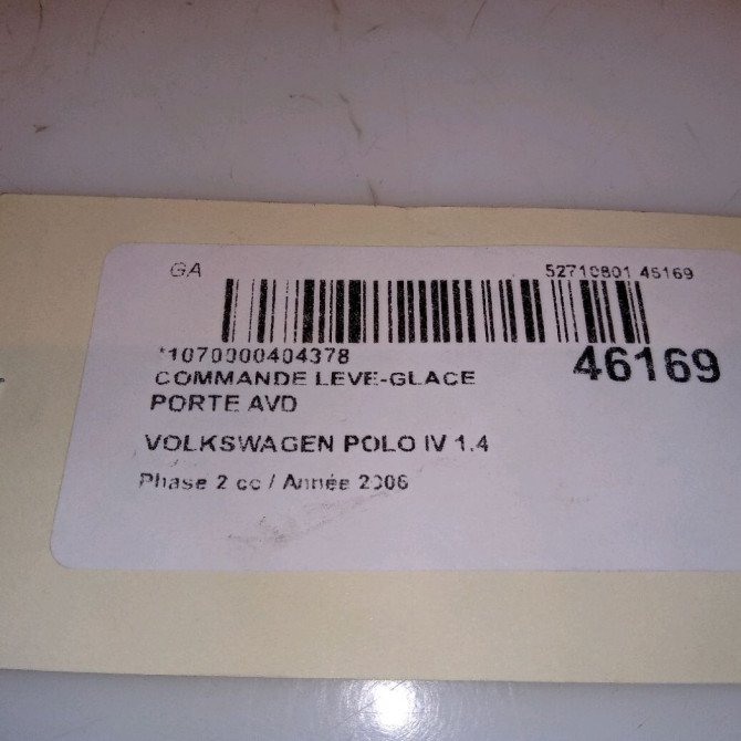 Commande lève-glace porte avant droite occasion VOLKSWAGEN POLO IV Phase 2 05-2005->09-2009 1.4 TDI 70ch 4