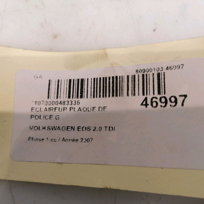 Eclaireur plaque de police g occasion VOLKSWAGEN EOS Phase 1 04-2006->01-2011 2.0 TDI 140ch 3D0943021A 5