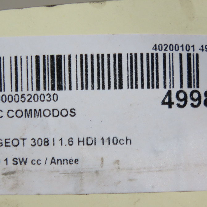 Bloc commodos occasion PEUGEOT 308 I Phase 1 SW 05-2008->03-2011 1.6 HDI 110ch 98062019XT 7