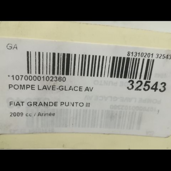 Pompe lave-glace avant occasion FIAT GRANDE PUNTO III Phase 1 09-2005->12-2013 55702893 3