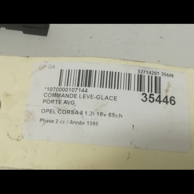 Commande lève-glace porte avant droite occasion OPEL CORSA II Phase 2 04-1997->10-2000 1.2i 16v 65ch 90433895 2