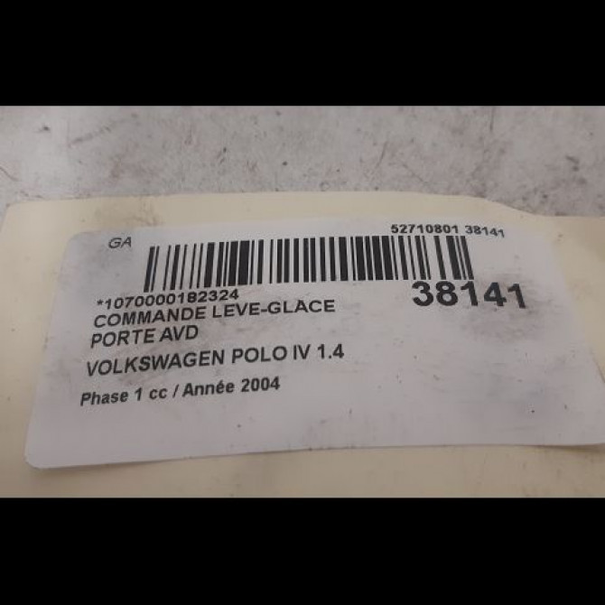 Commande lève-glace porte avant droite occasion VOLKSWAGEN POLO IV Phase 1 01-2002->05-2005 1.4 16v 6Q09598569B9 3