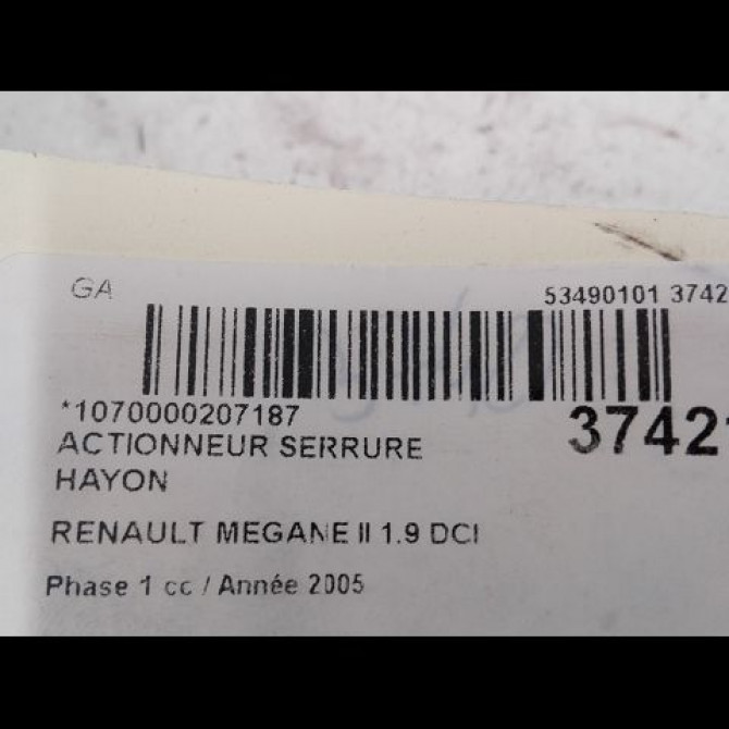 Actionneur serrure hayon occasion RENAULT MEGANE II Phase 1 09-2003->12-2005 1.9 DCI 120ch 3