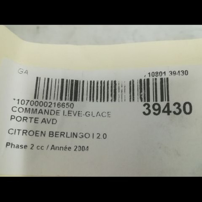 Commande lève-glace porte avant droite occasion CITROEN BERLINGO I Phase 2 11-2002->10-2010 2.0 HDi 90ch 6554W4 3