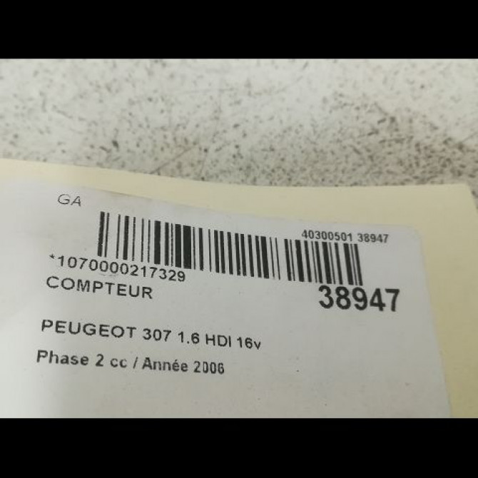 Compteur occasion PEUGEOT 307 Phase 2 06-2005->03-2008 1.6 HDI 16v 90ch 6103L8 3