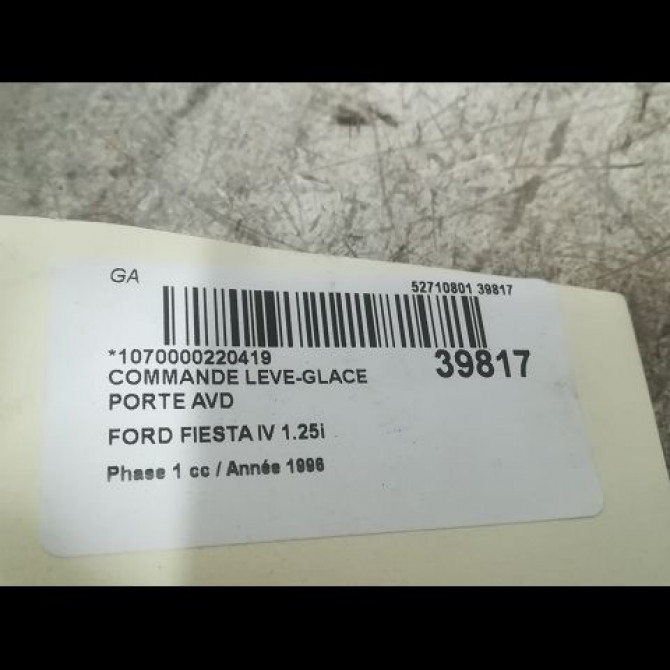 Commande lève-glace porte avant droite occasion FORD FIESTA IV Phase 1 09-1995->09-1999 1.25i 3