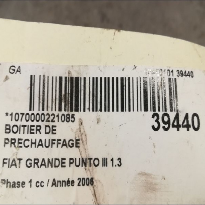 Boitier de préchauffage occasion FIAT GRANDE PUNTO III Phase 1 09-2005->12-2013 1.3 D MULTIJET 16v 75ch 55193073 3