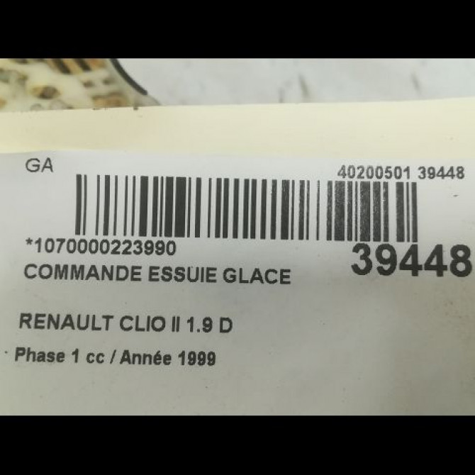 Commande essuie glace occasion RENAULT CLIO II Phase 1 03-1998->06-2001 1.9 D 3
