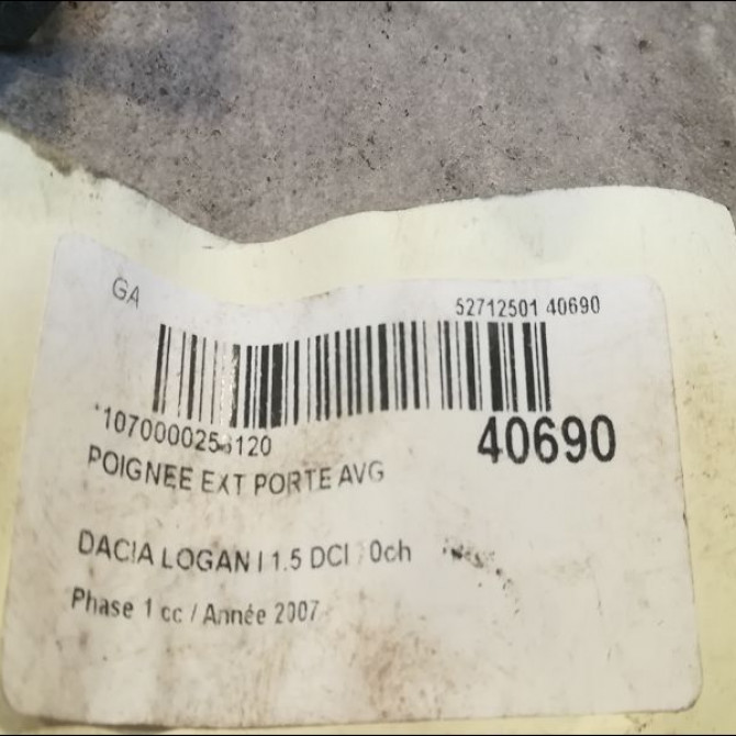 Poignee ext porte avg occasion DACIA LOGAN I Phase 1 06-2005->06-2008 1.5 DCI 70ch 6001549493 2