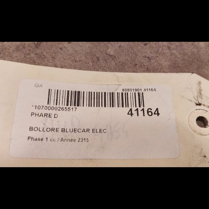Phare droit occasion BOLLORE BLUECAR Phase 1 01-2011->... ELEC 3