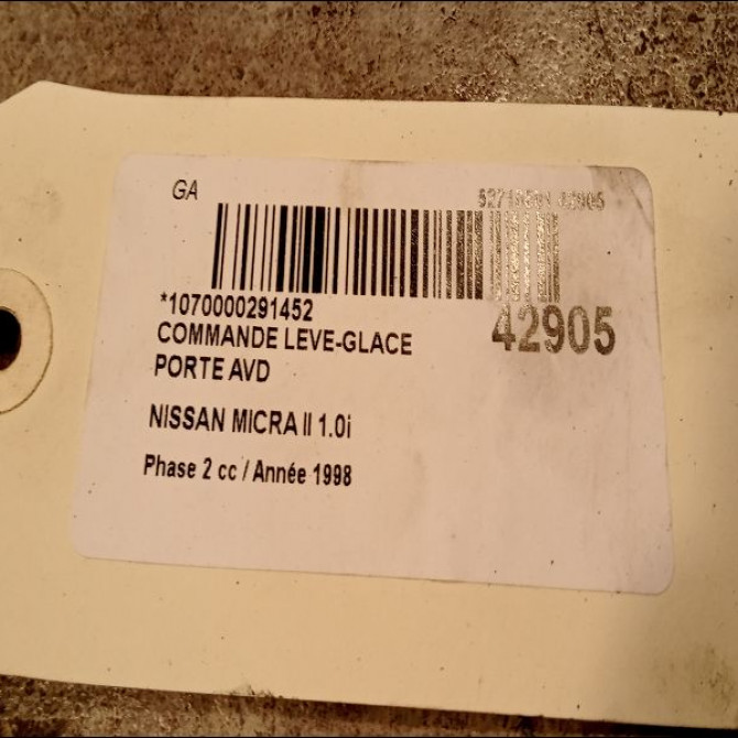 Commande lève-glace porte avant droite occasion NISSAN MICRA II Phase 2 01-1996->04-1998 1.0i 3