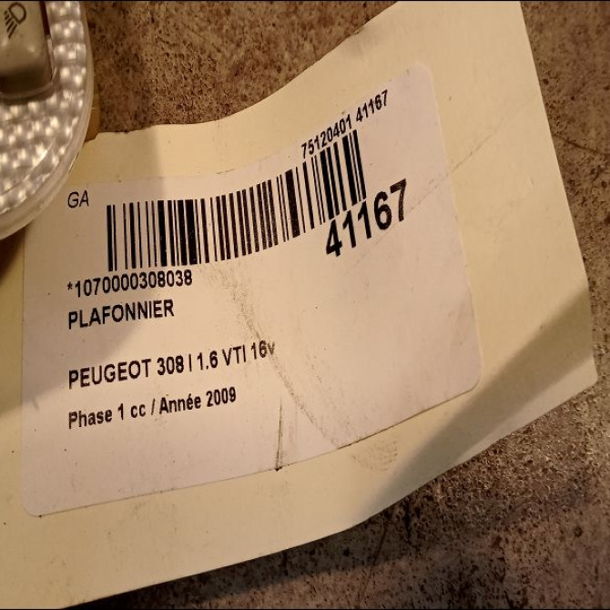 Plafonnier occasion PEUGEOT 308 I Phase 1 09-2007->03-2011 1.6 VTI 16v 120ch 2