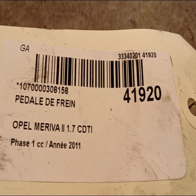 Pedale de frein occasion OPEL MERIVA II Phase 1 09-2010->03-2014 1.7 CDTI 110ch 2