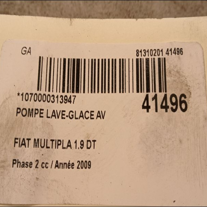 Pompe lave-glace avant occasion FIAT MULTIPLA Phase 2 09-2004->04-2010 1.9 DT MULTIJET 120ch 71719636 3