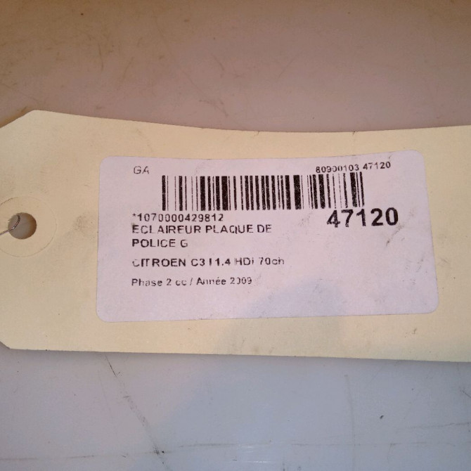 Eclaireur plaque de police g occasion CITROEN C3 I Phase 2 10-2005->12-2010 1.4 HDi 70ch 6340A3 4