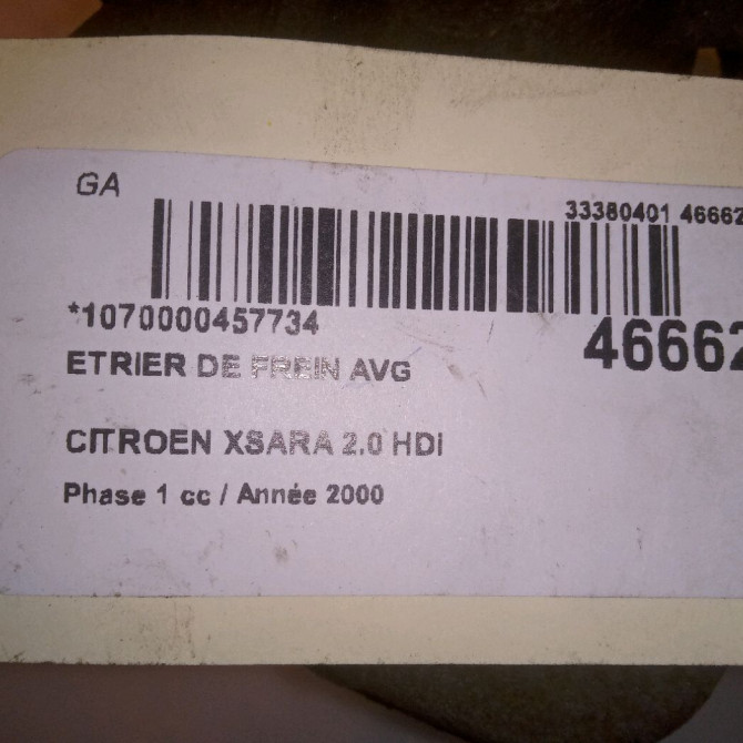 Etrier de frein avant gauche occasion CITROEN XSARA Phase 1 02-1998->09-2000 2.0 HDi 90ch 4401A8 4