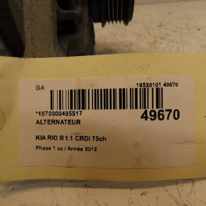 Alternateur occasion KIA RIO III Phase 1 06-2011->... 1.1 CRDI 75ch 373002A850 7