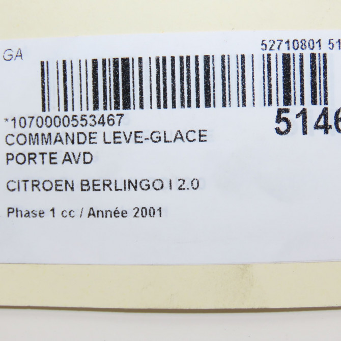 Commande lève-glace porte avant droite occasion CITROEN BERLINGO I Phase 1 09-1996->11-2002 2.0 HDi 6552NW 4