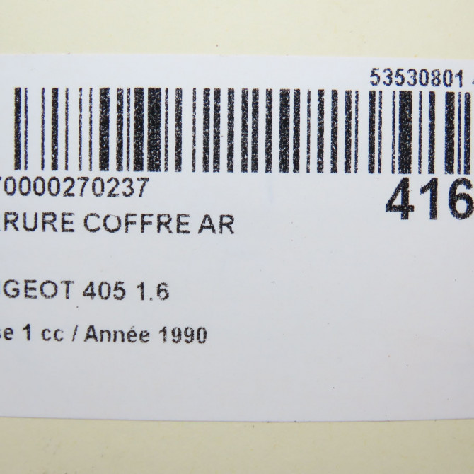 Serrure coffre arrière occasion PEUGEOT 405 Phase 1 07-1987->06-1992 1.6 4