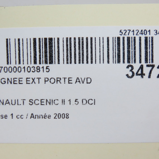 Poignee ext porte avd occasion RENAULT SCENIC II Phase 1 03-2004->09-2006 1.5 DCI 100ch 7701209579 5