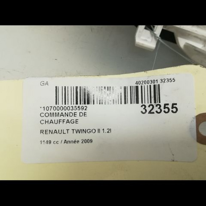 Commande de chauffage occasion RENAULT TWINGO II Phase 1 06-2007->11-2011 1.2i 16v 75ch 4