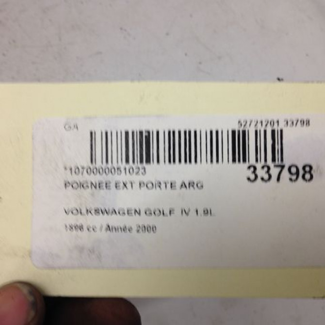 Poignee ext porte arg occasion VOLKSWAGEN GOLF IV GOLF IV Phase 1 1998-01-01->2005-06-30 1.9 TDI 100ch 3B0837207F3FZ 3