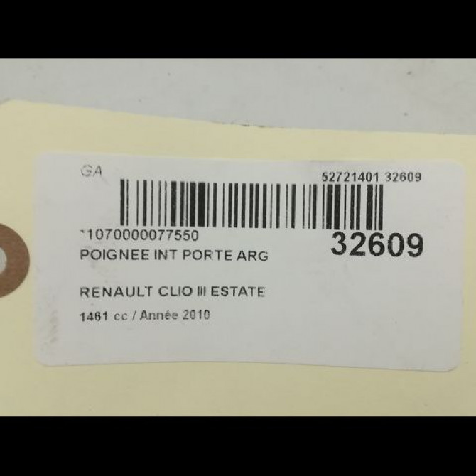 Poignee int porte arg occasion RENAULT CLIO III Phase 2 03-2009->12-2014 1.5 DCI 70ch 8201053836 3