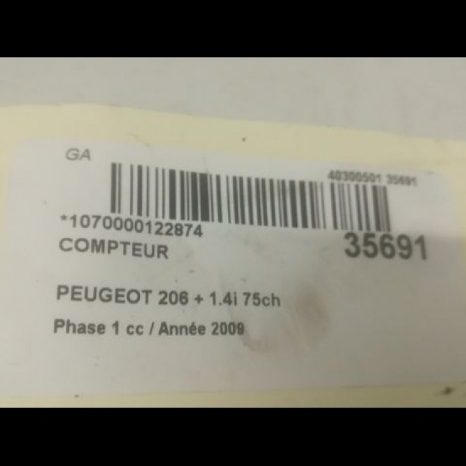 Compteur occasion PEUGEOT 206 + Phase 1 03-2009->05-2013 1.4i 75ch 6103HH 3