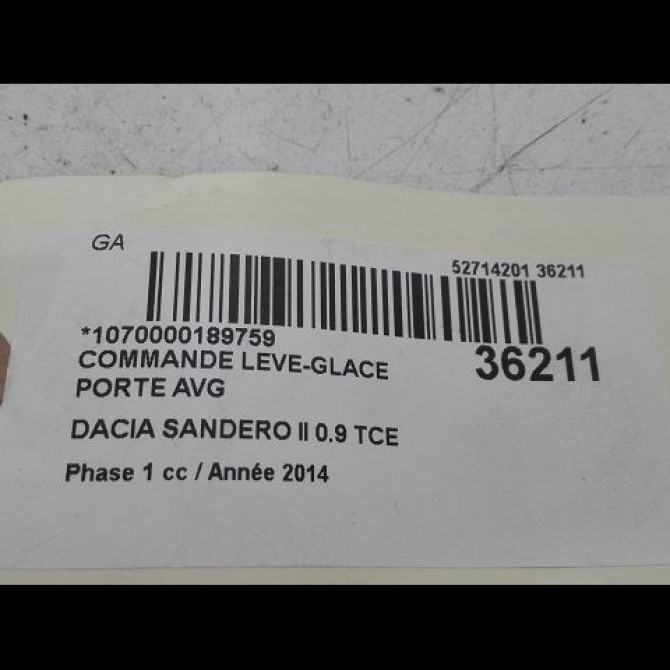 Commande lève-glace porte avant gauche occasion DACIA SANDERO II Phase 1 10-2012->... 0.9 TCE 90ch 254214937R 3
