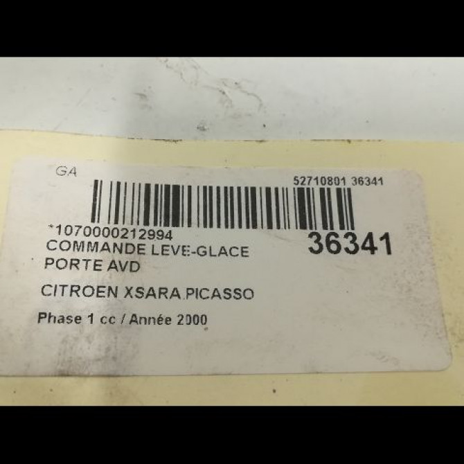 Commande lève-glace porte avant droite occasion CITROEN XSARA PICASSO Phase 1 12-1999->02-2004 1.8i 16v 3