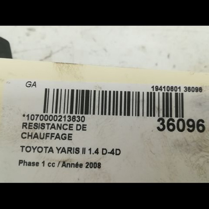 Resistance de chauffage occasion TOYOTA YARIS II Phase 1 12-2005->11-2009 1.4 D-4D 871380K090 3
