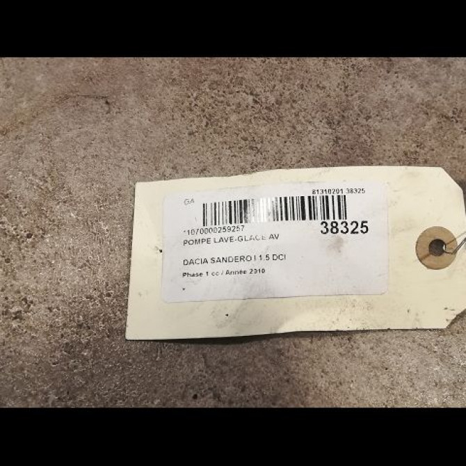 Pompe lave-glace avant occasion DACIA SANDERO I Phase 1 06-2008->10-2012 1.5 DCI 70ch 6001549444 2