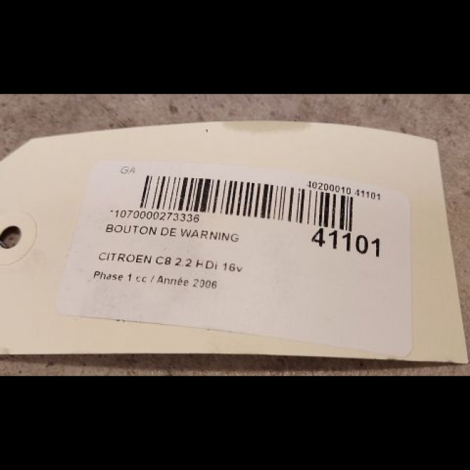 Bouton de warning occasion CITROEN C8 Phase 1 06-2002->... 2.2 HDi 16v 130ch 6554J8 2