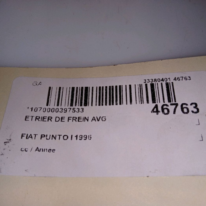Etrier de frein avant gauche occasion FIAT PUNTO I Phase 1 11-1993->10-1999 1.1i 54ch 77364841 4