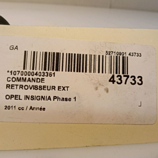 Commande rétroviseurs extérieures électriques occasion OPEL INSIGNIA Phase 1 01-2009->03-2013 13271831 4