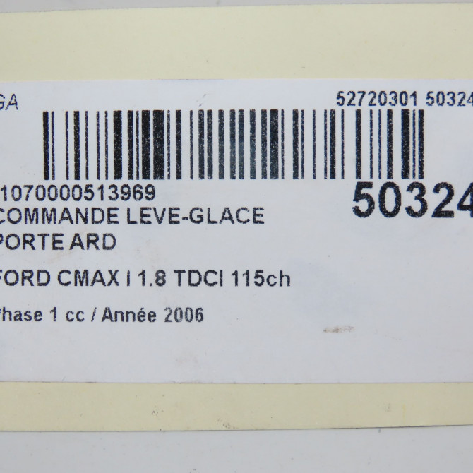 Commande leve-glace porte arrière droite occasion FORD CMAX I Phase 1 09-2003->03-2007 1.8 TDCI 115ch 4