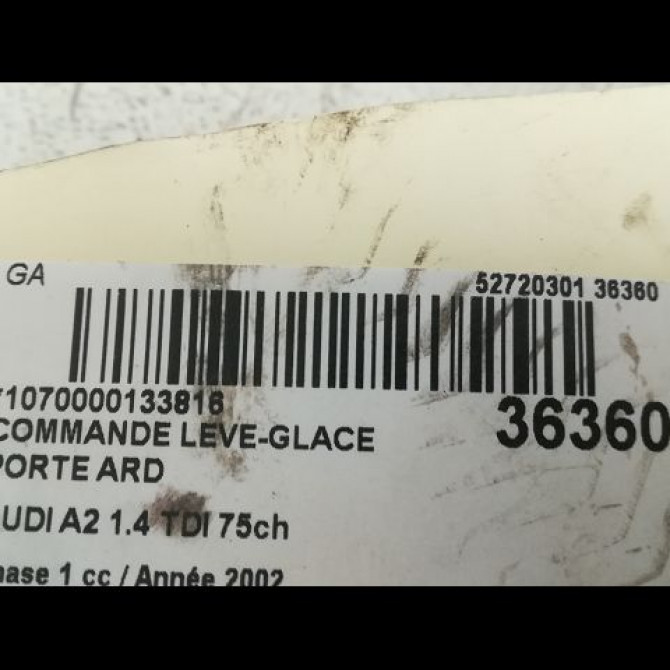Commande leve-glace porte arrière droite occasion AUDI A2 Phase 1 07-2000->12-2005 1.4 TDI 75ch 8Z0959855C5PR 3