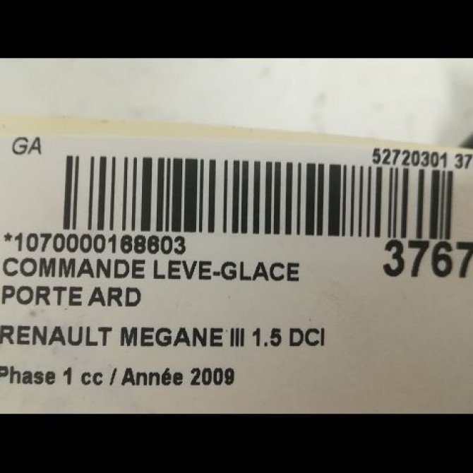 Commande leve-glace porte arrière droite occasion RENAULT MEGANE III Phase 1 11-2008->01-2012 1.5 DCI 105ch 3