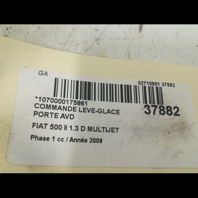 Commande lève-glace porte avant droite occasion FIAT 500 II 500 II Phase 1 2007-07-01->2016-03-31 1.3 D MULTIJET 16v 75ch 735482602 3