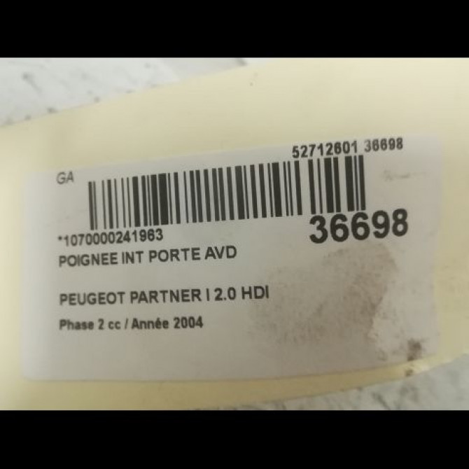 Poignee int porte avd occasion PEUGEOT PARTNER I Phase 2 11-2002->05-2008 2.0 HDI 914395 3