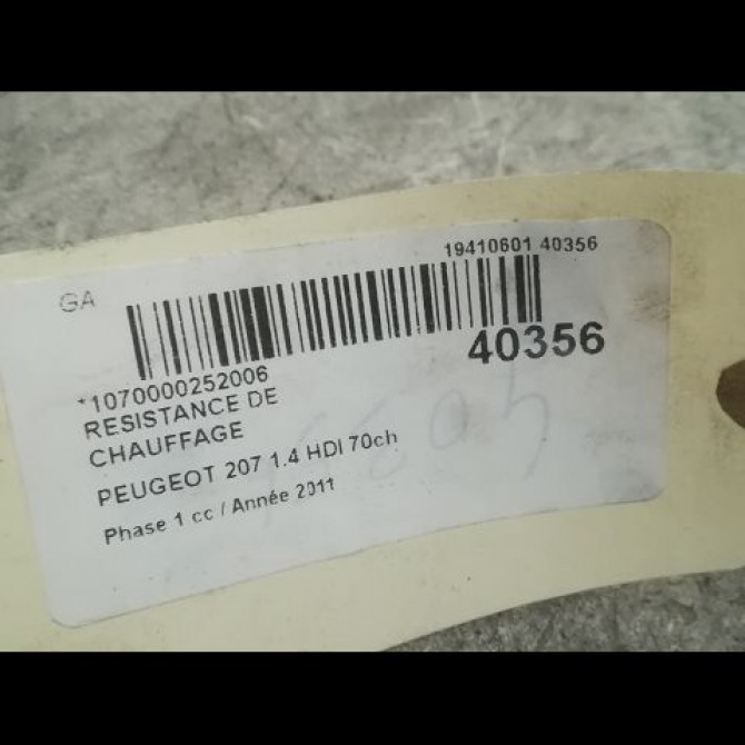 Resistance de chauffage occasion PEUGEOT 207 Phase 1 04-2006->06-2013 1.4 HDI 70ch 6441V8 3