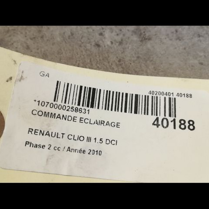 Commande eclairage occasion RENAULT CLIO III Phase 2 03-2009->12-2014 1.5 DCI 85ch 255405605R 2